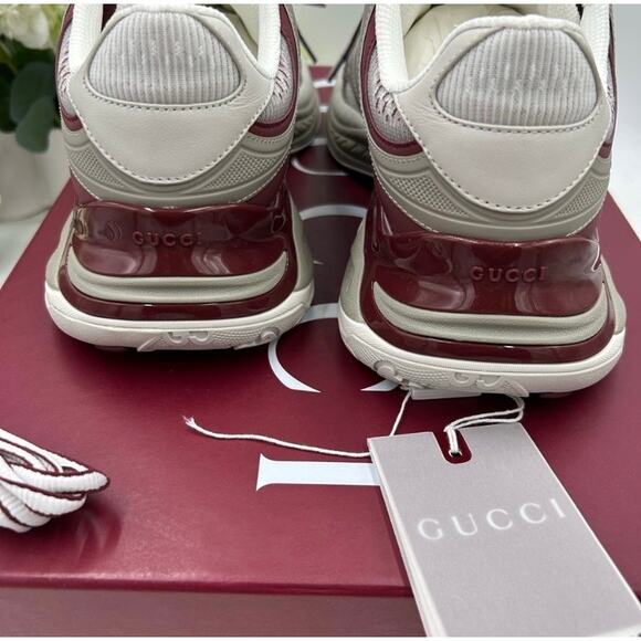 Men's Gucci 2.0 sneakers in white/gray/burgundy size 9 made in Italy - Picture 13 of 15